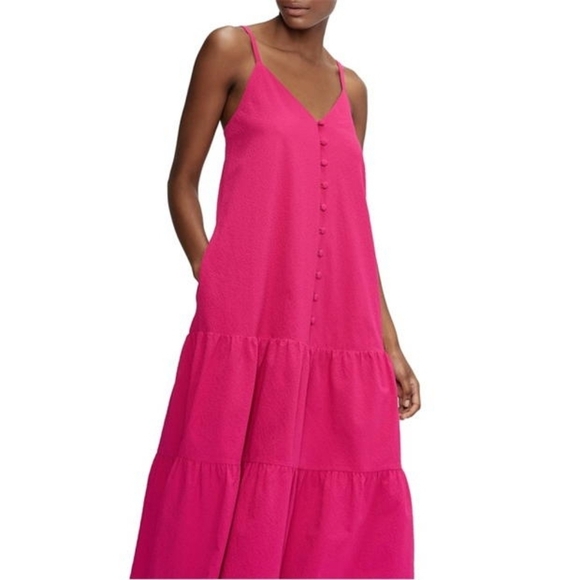 Ted Baker London Luaan Button Through Cami Dress Fuchsia sz 3/ L - Picture 1 of 10